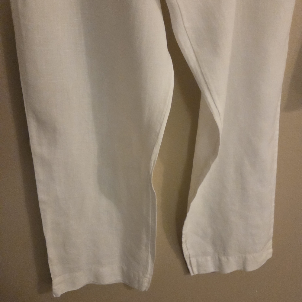 BRYN WALKER 2โ Piece Set White Linen Tunic White Linen Pants Lagenlook Women's L - Picture 5 of 15